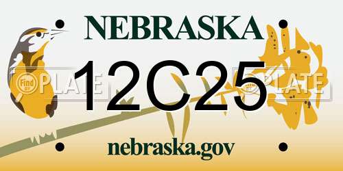 12C25 Nebraska License Plate