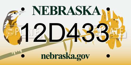 12D433 Nebraska License Plate