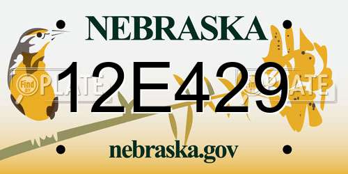 12E429 Nebraska License Plate