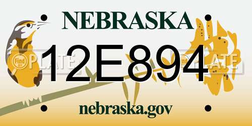 12E894 Nebraska License Plate