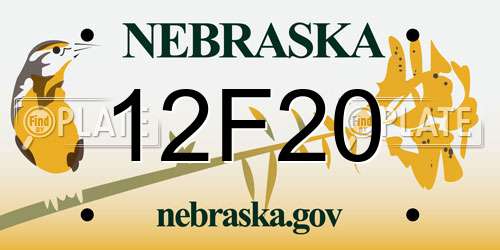 12F20 Nebraska License Plate