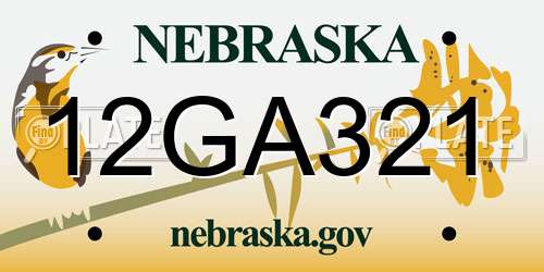 12GA321 Nebraska License Plate