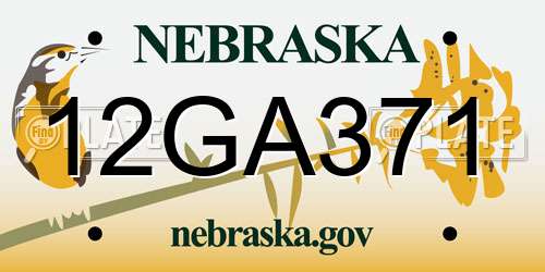 12GA371 Nebraska License Plate
