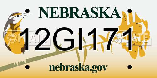12GI171 Nebraska License Plate