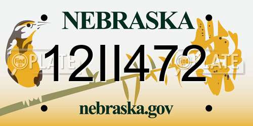 12II472 Nebraska License Plate