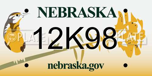 12K98 Nebraska License Plate