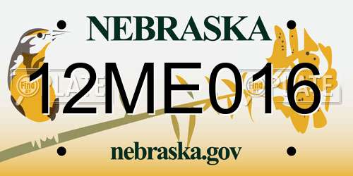 12ME016 Nebraska License Plate