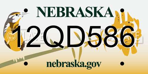 12QD586 Nebraska License Plate