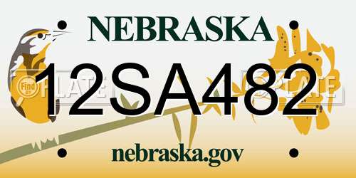 12SA482 Nebraska License Plate