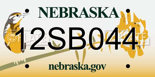 12SB044 Nebraska License Plate
