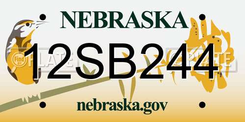 12SB244 Nebraska License Plate