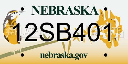 12SB401 Nebraska License Plate