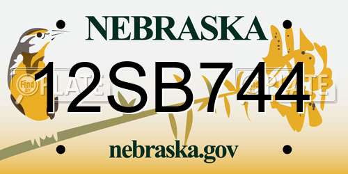 12SB744 Nebraska License Plate
