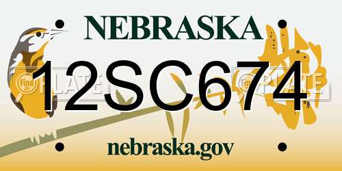 12SC674 Nebraska License Plate