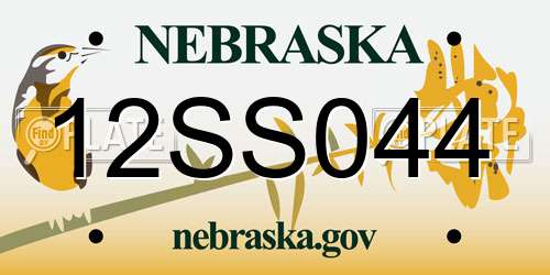 12SS044 Nebraska License Plate