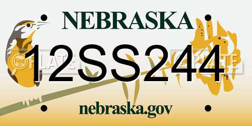 12SS244 Nebraska License Plate
