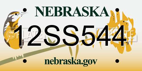 12SS544 Nebraska License Plate