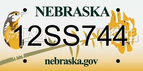 12SS744 Nebraska License Plate