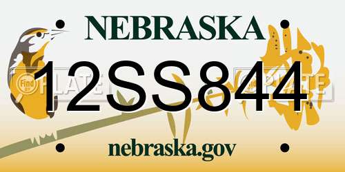 12SS844 Nebraska License Plate