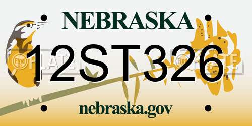 12ST326 Nebraska License Plate