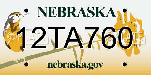 12TA760 Nebraska License Plate
