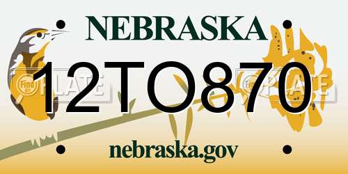12TO870 Nebraska License Plate