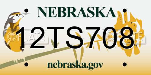 12TS708 Nebraska License Plate