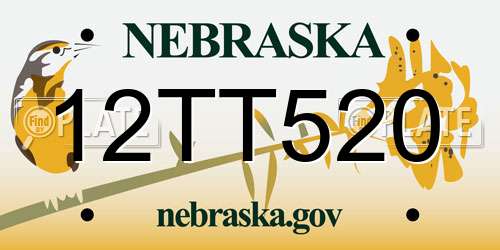 12TT520 Nebraska License Plate