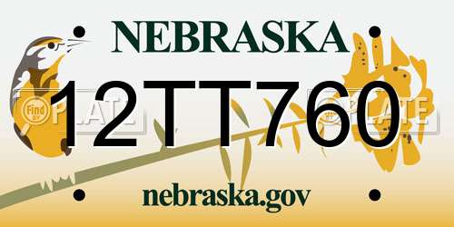 12TT760 Nebraska License Plate