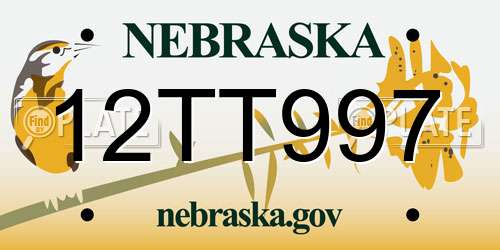 12TT997 Nebraska License Plate