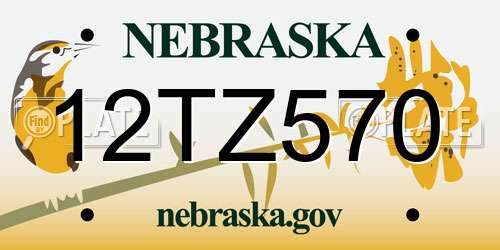 12TZ570 Nebraska License Plate