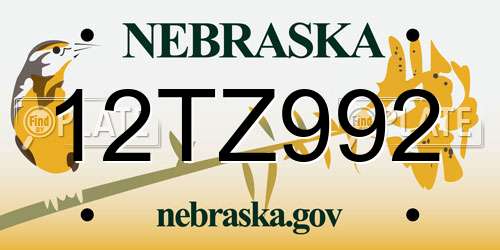 12TZ992 Nebraska License Plate