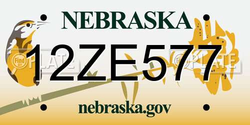 12ZE577 Nebraska License Plate