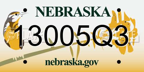 13005Q3 Nebraska License Plate