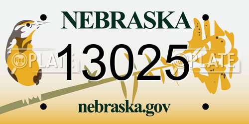 13025 Nebraska License Plate