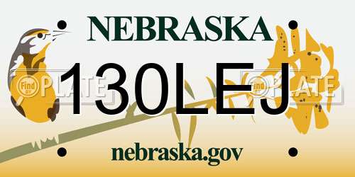 130LEJ Nebraska License Plate