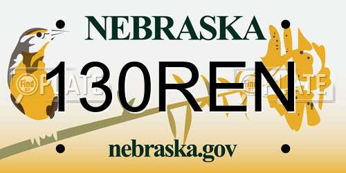130REN Nebraska License Plate