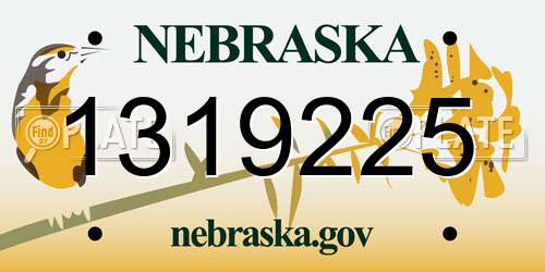 1319225 Nebraska License Plate