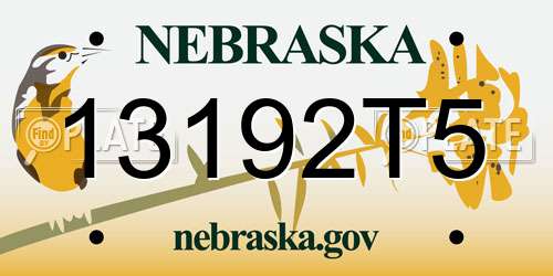 13192T5 Nebraska License Plate
