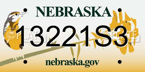 13221S3 Nebraska License Plate