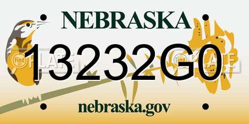13232G0 Nebraska License Plate