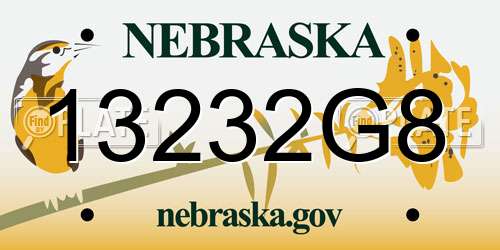 13232G8 Nebraska License Plate