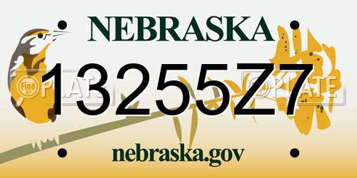 13255Z7 Nebraska License Plate