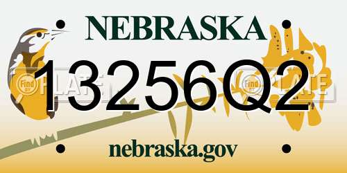 13256Q2 Nebraska License Plate