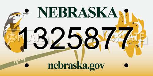 1325877 Nebraska License Plate