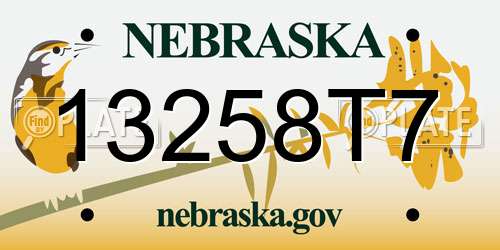 13258T7 Nebraska License Plate