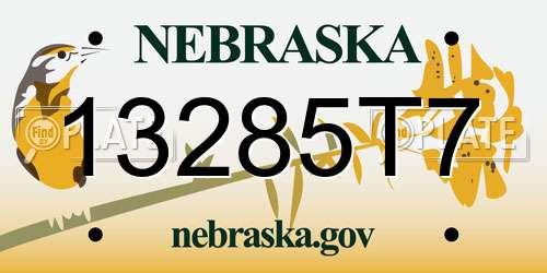 13285T7 Nebraska License Plate