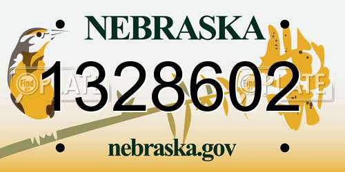 1328602 Nebraska License Plate