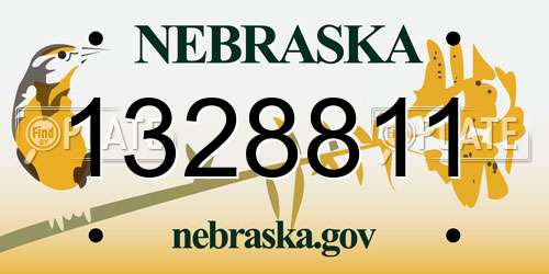 1328811 Nebraska License Plate