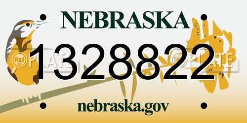 1328822 Nebraska License Plate